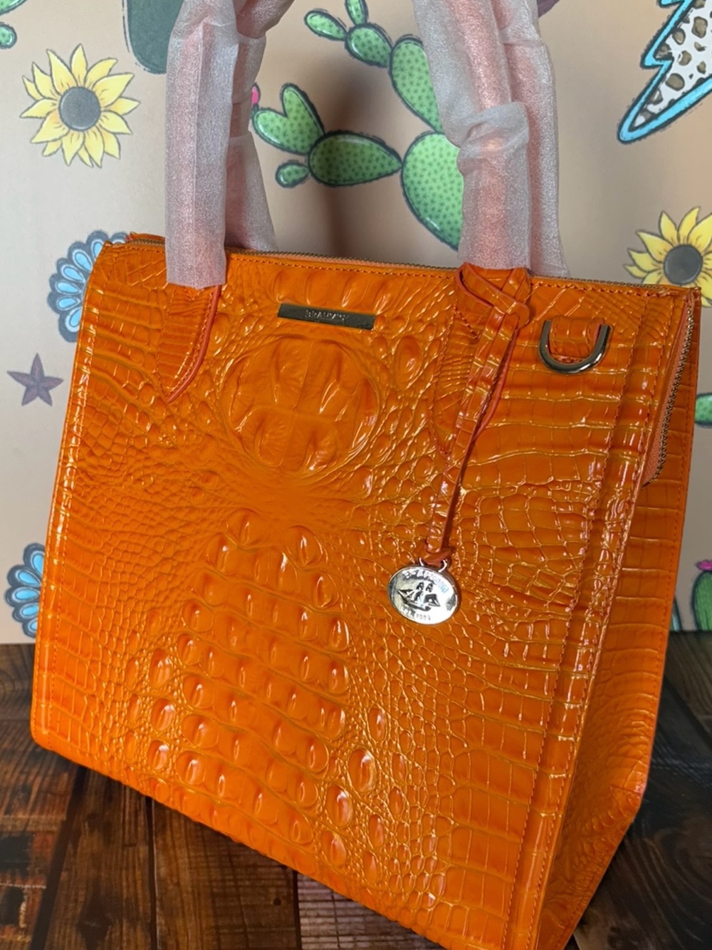 FIRM $ Brahmin Caroline Mango Orange Melbourne Leather Bag New with Tags! - Picture 5 of 14